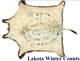 The Lakota measured the year from first snowfall to first snowfall.  Each year is represented by one picture, signifying a major event during the timeframe.